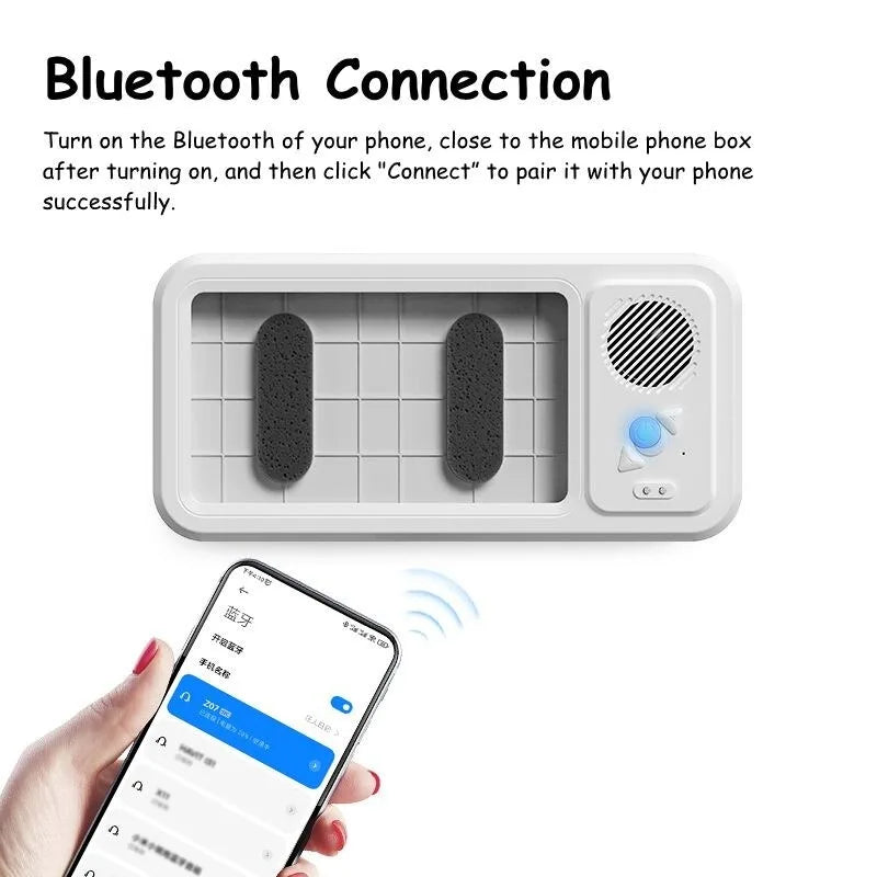 Waterproof Shower Phone Holder, Bluetooth Speaker, Anti-Fog Touch Screen, Wall Mount, Bathroom, IPX4
