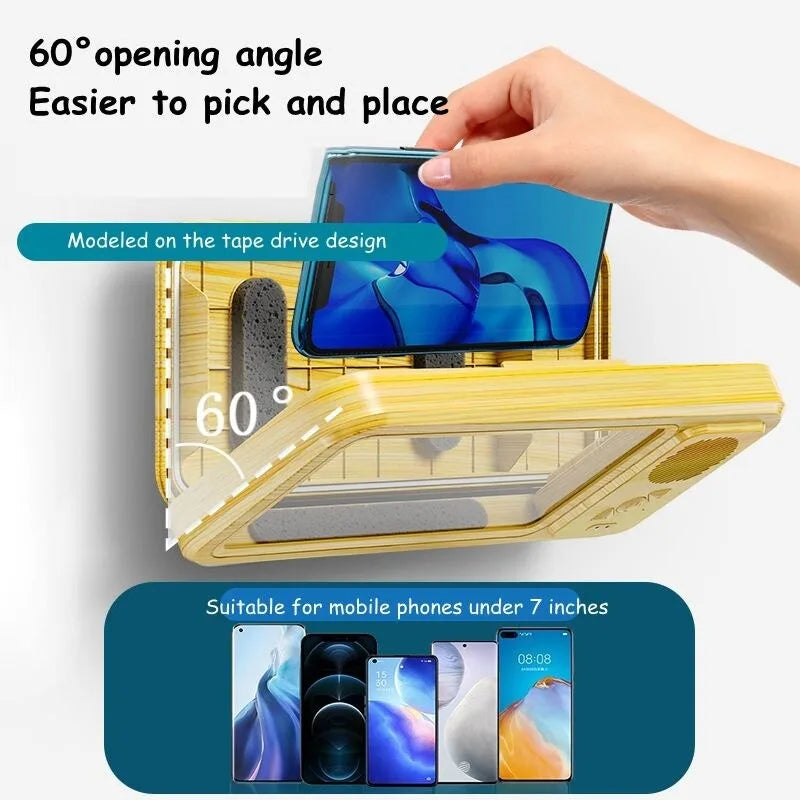 Waterproof Shower Phone Holder, Bluetooth Speaker, Anti-Fog Touch Screen, Wall Mount, Bathroom, IPX4
